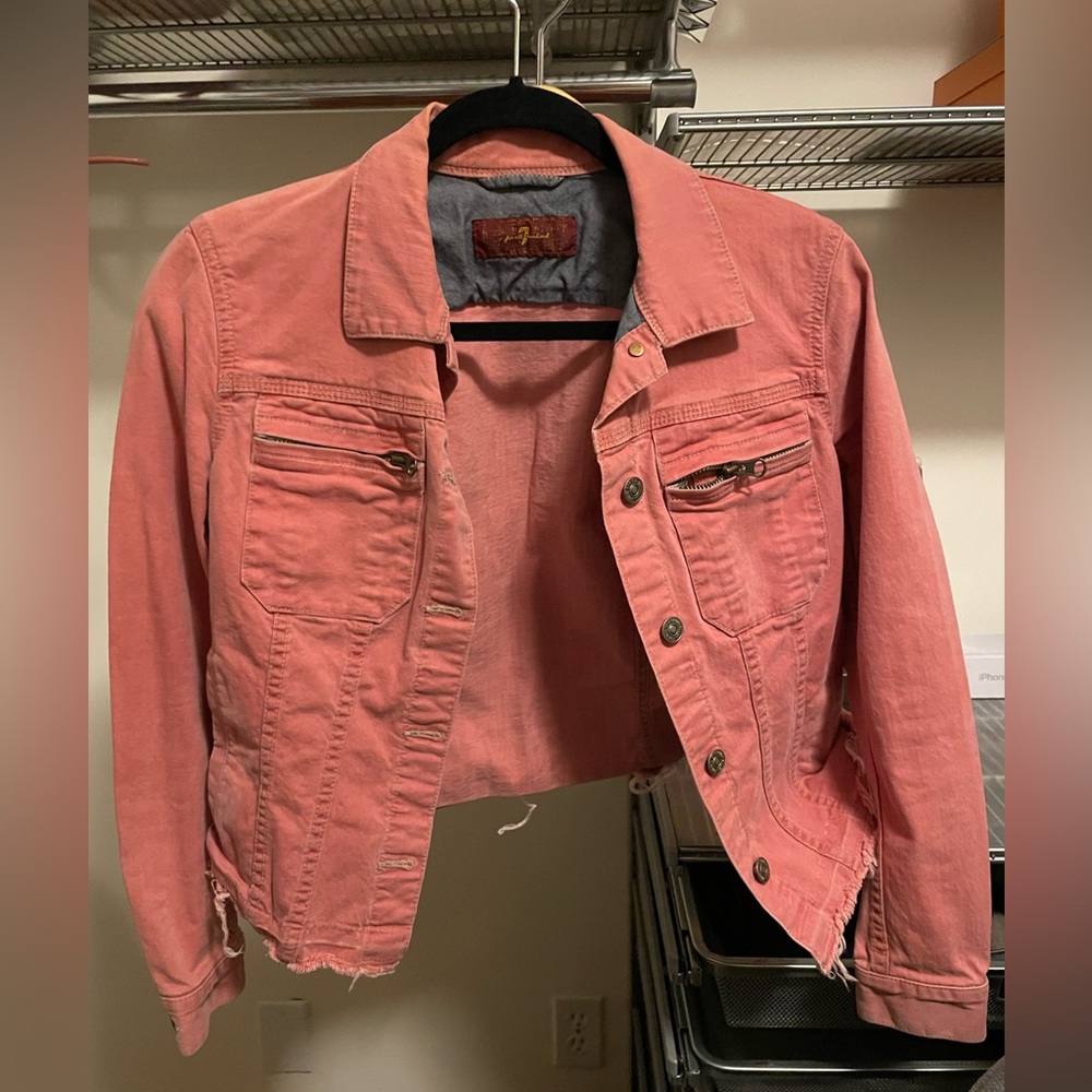 7 for man king pink denim jacket
